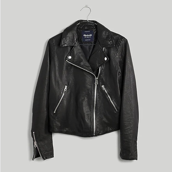 The Washed Leather Motorcycle Jacket, Lightly Worn. Condition Like New.